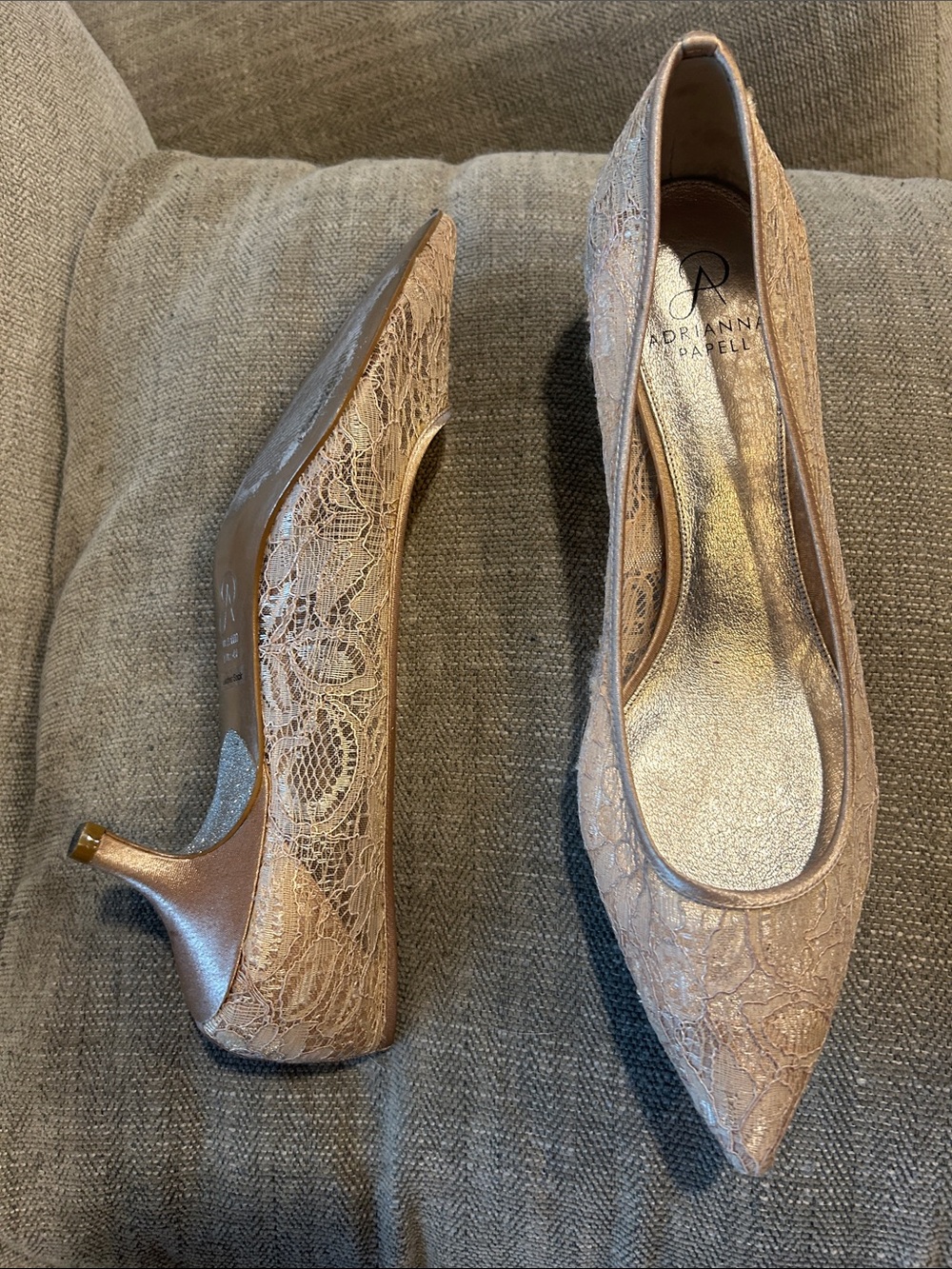 Adrianna Papell Brown Lace Heels